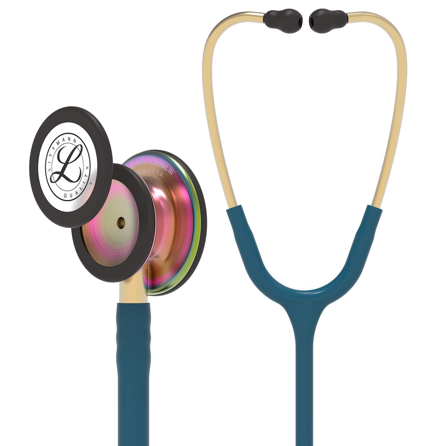 3M-Littmann-Classic-III-Monitoring-Stethoscope-Rainbow-Finish-Caribbean-Blue-Tube-5807-slwIe